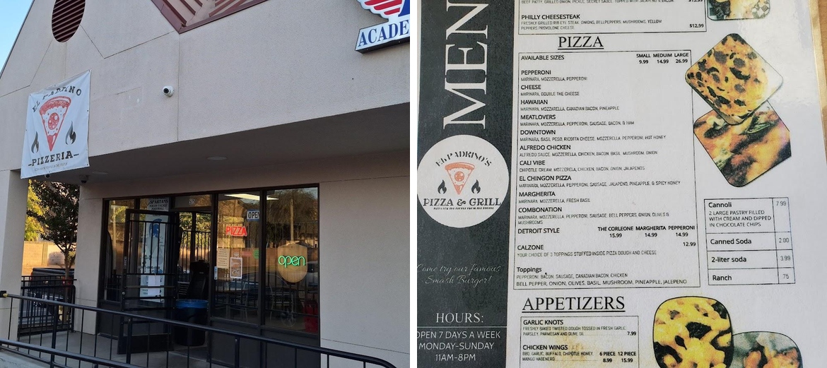 El Padrinos Pizza and grill Menu